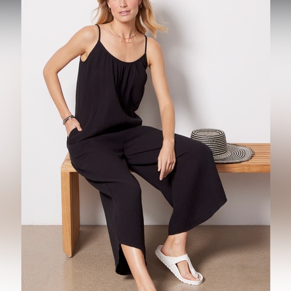 Z Supply Flared Gauze Jumpsuit in Black - Picture 2 of 9